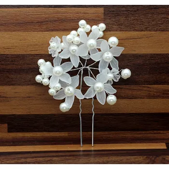 Souprava šperků B-TOP Vlásenka s transparentními květy a perlami