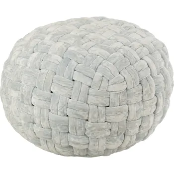 Stolička Světle modrý kulatý proplétaný puf Crocheted - Ø 48*35 cm