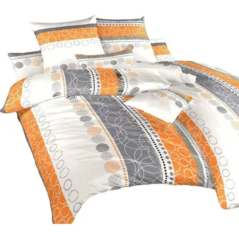 Povlečení DADKA VRACOV Ateliér oranžové/šedé 140 x 220, 70 x 90 cm zipový uzávěr