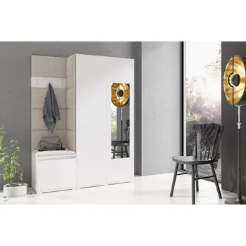 Předsíňová stěna Eka Předsíňová stěna s čalouněnými panely Trinity 11 - Bílá / Krémová bílá 2301