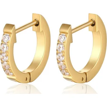 Náušnice Steel Edge Náušnice kroužky se zirkony WJHE13 Barva: Zlatá