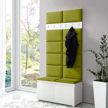 Předsíňová stěna Eka Předsíňová stěna s čalouněnými panely Trinity 1 - Bílá / Olivová 2312