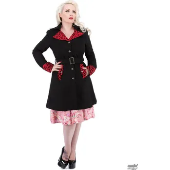 Dámský kabát kabát dámský jarně-podzimní HEARTS AND ROSES - Black Red Flocking - 9633 B R - 8/36