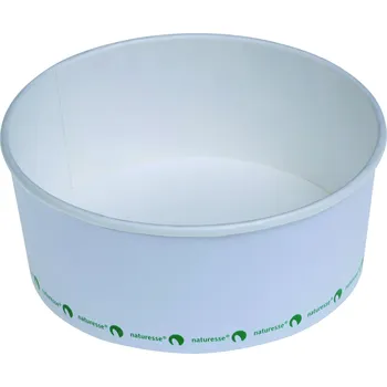 Jednorázové nádobí naturesse Salátové kelímky | 800ml | Bílé | Kompostovatelné | Z celuózy a PLA Balení: 50 Ks