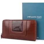 Luxusní celozipová kožená peněženka Marta Ponti B513 hnědo-tmavěhnědá