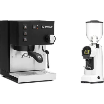 Kávovar Rancilio Silvia E, black + Eureka Helios 65, white