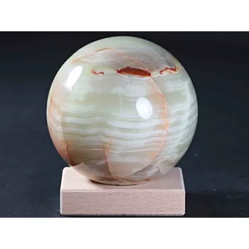 Drahý kámen Magieprirody.cz Koule Aragonit 1.387 kg - 10 cm + dřevěný podstavec #17