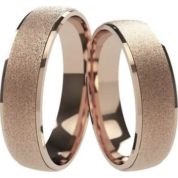 Prsten Primossa Snubní prsteny s pískováním Primossa, růžové zlato - vzor č. 570 Dámský prsten: 50 mm, Pánský prsten: 54mm