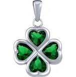 Stříbrný přívěsek čtyřlístek se zelenými Brilliance Zirconia JJJP0085P