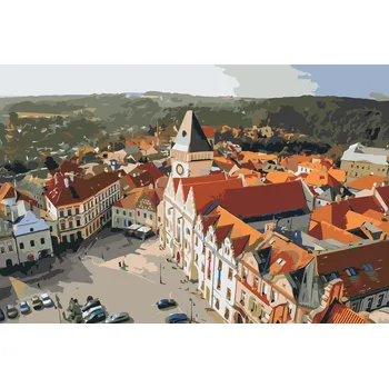 Malování podle čísel - Výhled na město - Tábor Velikost: 40x60cm, Rámování: Pouze srolované plátno