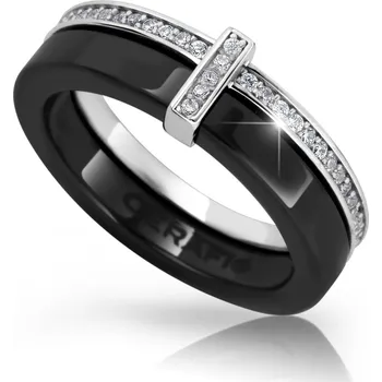 Prsten Cerafi Keramický prsten se zirkony Binomio Nero 901 Velikost: 52