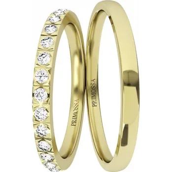 Prsten Primossa Minimalistické snubní prsteny se zirkony Primossa, žluté zlato - vzor č. 1177 Dámský prsten: 52 mm, Pánský prsten: 60mm