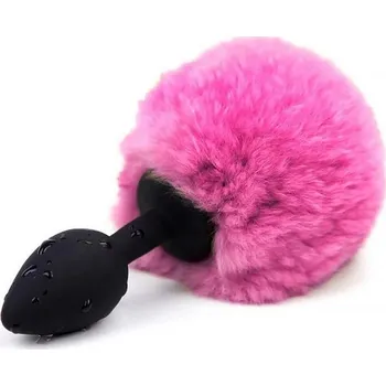Anální kolík AfterDark Butt Plug with Pompon Black/Pink Size S