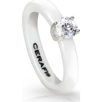 Prsten Cerafi Keramický prsten se zirkony FIDANZAMENTO BIANCO 129 Velikost: 58