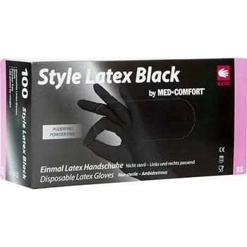 Vyšetřovací rukavice Vyšetřovací rukavice Style latex, nepudrované, Black (černé), vel. XS, 100 ks