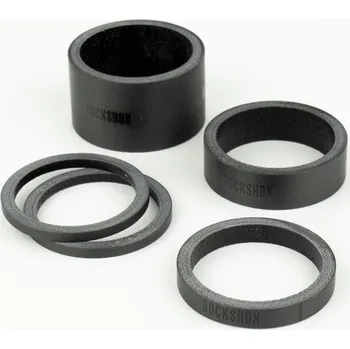 Komponent pro jízdní kolo Set podložek RockShox pod představec - UD Carbon, lesklé černé logo (2.5mm x 2, 5mm x 1, 1 (Hlav.sloení-objímka-sada RS UD Carbon, 2.5mm x 2, 5mm x 1, 10mm x 1, 20mm x 1)