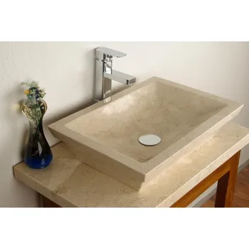 Umyvadlo Kamenné umyvadlo do koupelny obdélníkové krémové 50x35 cm