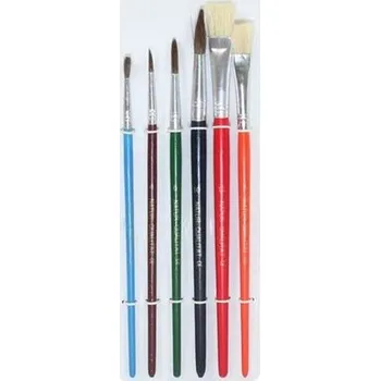 Umělecký štětec Štětec sada 6 ks, kulaté + ploché (2,4,6,10; 8,12)