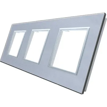 Elektrická zásuvka WELAIK rámeček na 3 zásuvky skleněný - šedý