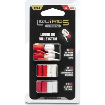 Umělá nástraha Liquirigs - Liquid Zig kompletní systém, červená a bílá 4+4+4 ks