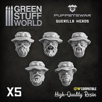 Dekorace Green Stuff World: Guerilla Heads, 5 ks