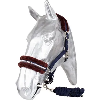 Vybavení pro koně Ohlávka a vodítko Kentaur -HNĚDÝ BERÁNEK- - Hnědá/Modrá - Full