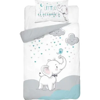 Povlečení DETEXPOL Bambusové povlečení do postýlky Sloník tyrkysová Bavlna, Bambus, 100/135, 40/60 cm