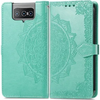 Pouzdro na tablet VSECHNONAMOBIL 35401 ART Peňaženkový kryt Asus Zenfone 8 Flip (ZS672KS) ORNAMENT zelený