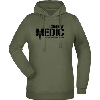 Dámská mikina Dámská mikina s kapucí Combat Medic - I can fix - olivová