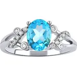 Stříbrný prsten s pravým Topazem velikost obvod 54 mm JJJBR24-obvod 54 mm