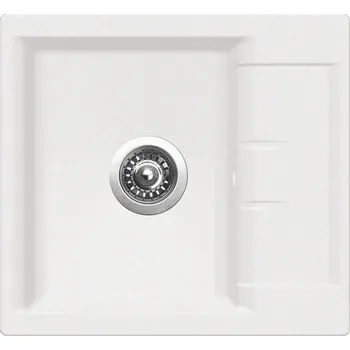 Granitový dřez EBS Gulu 520 Granitový dřez s odkapem oboustranné provedení, 52x48 cm, bílá