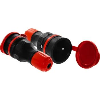 Přepěťová ochrana Getfort hermetická násuvná zásuvka IP54, 2p+Z, 16A, černá s červenou maticí