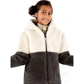 Dětská zimní bunda z ovčí vlny 128 - 134 bílá / tmavě šedá, Barevné varianty bílá / tmavě šedá, Velikosti 134 200-100-00019