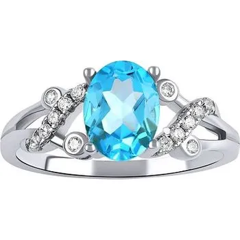 Prsten Stříbrný prsten s pravým Topazem velikost obvod 59 mm JJJBR24-obvod 59 mm