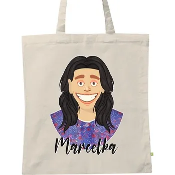 BIO plátěná taška s potiskem BIO přírodní taška Marcelka černý text