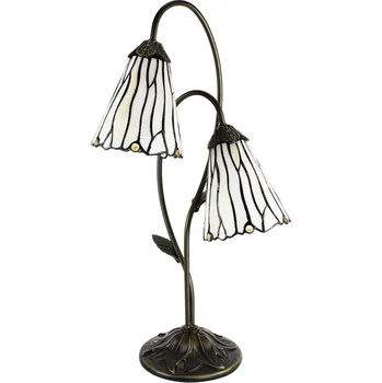 Lampička Stolní Tiffany lampa 2 stínidla hnědé kamínky BrownEye - 35*18*61 cm E14/max 2*25W