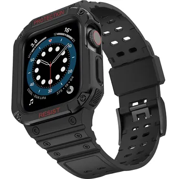 Příslušenství k chytrým hodinkám Beweare Ochranný armor pásek na Apple Watch 7/6/5/4/3/2/SE (41/40/38 mm) - černý