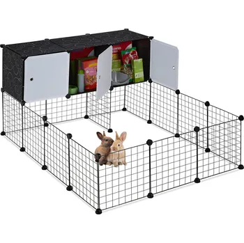 ohrádka pro malé zvíře Kovový výběh pro domácí zvířata 110 x 72 x 145 cm černý