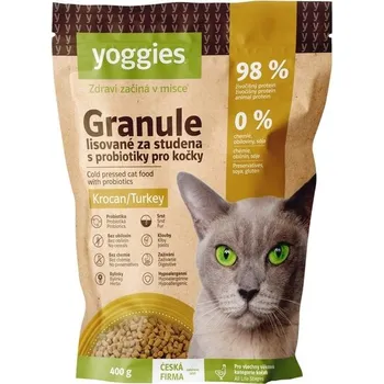 Krmivo pro kočku Yoggies Granule pro kočky s krocaním masem a s probiotiky Hmotnost: 400g