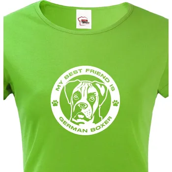 Dámské tričko Dámské tričko Boxer kulatý motiv, Barva Zelená, Velikost 2XL, Canvas Dámské tričko s krátkým rukávem 1301