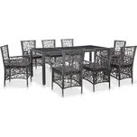 vidaXL Zahradní jídelní set 9dílný šedý