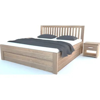 Dřevěná postel z masivu Postelia BELNA Buk s úložným prostorem 140x200cm - bukové dvoulůžko o šíři masivu 4 cm