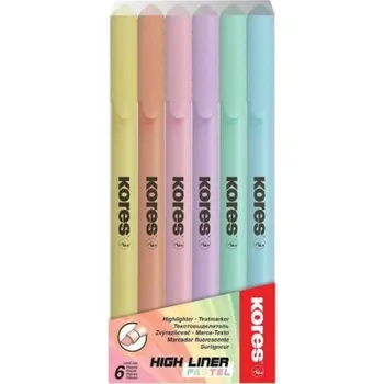 Zvýrazňovač Zvýrazňovač Kores High Liner Pastel, 6 ks