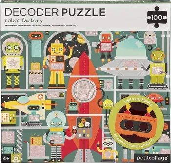 Puzzle Petitcollage Roboti s 3D brýlemi 100 dílků