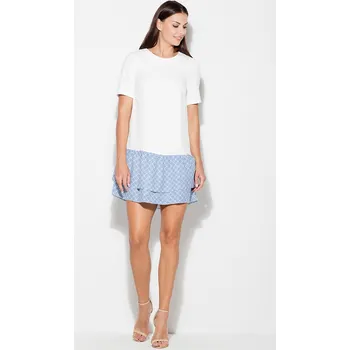 Dámské šaty Šaty se vzorovanou sukýnkou K412 Ecru pattern 38 Velikost: S