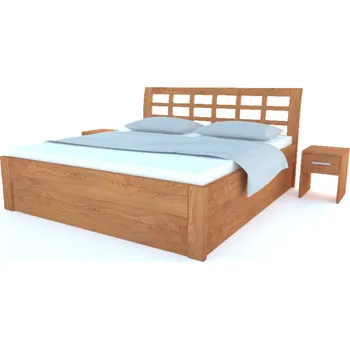 Postel Dřevěná postel z masivu Postelia GEONA Buk postel s úložným prostorem 180x200cm - bukové dvoulůžko o šíři masivu 4 cm