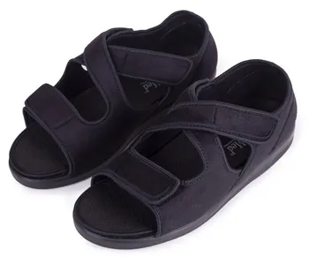 Dámské pantofle Vlnka Manufacture Zdravotní ortopedická obuv otevřená se širokým otevíráním černá
