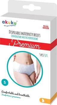 Těhotenské kalhotky Akuku Premium jednorázové poporodní kalhotky 5 ks bílé