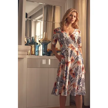 Dámská móda Elegantní šaty s květinovým vzorem M673 Pattern 107 Velikost: L