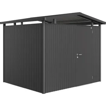 Zahradní domek Plechový zahradní domek Biohort Panorama P3 257 x 214 cm jednokřídlé dveře tmavě šedý metalický